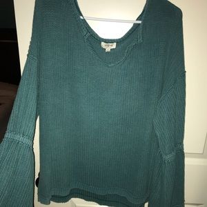 Bell sleeve waffle knit